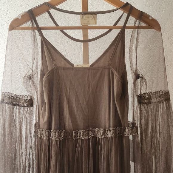 Women's Mia Joy Brown Sheer Maxi Dress XS - Picture 3 of 5